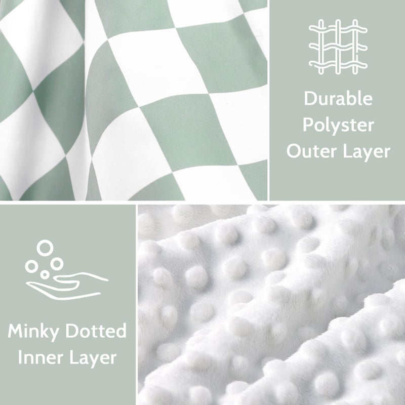 DILIMI Baby Car Seat Cover, Minky Warm Winter Car Seat Covers for Babies, Peekaboo Opening Infant Car Seat Cover, Nursing Cover Carseat Canopy, Green Checkered - Image 2